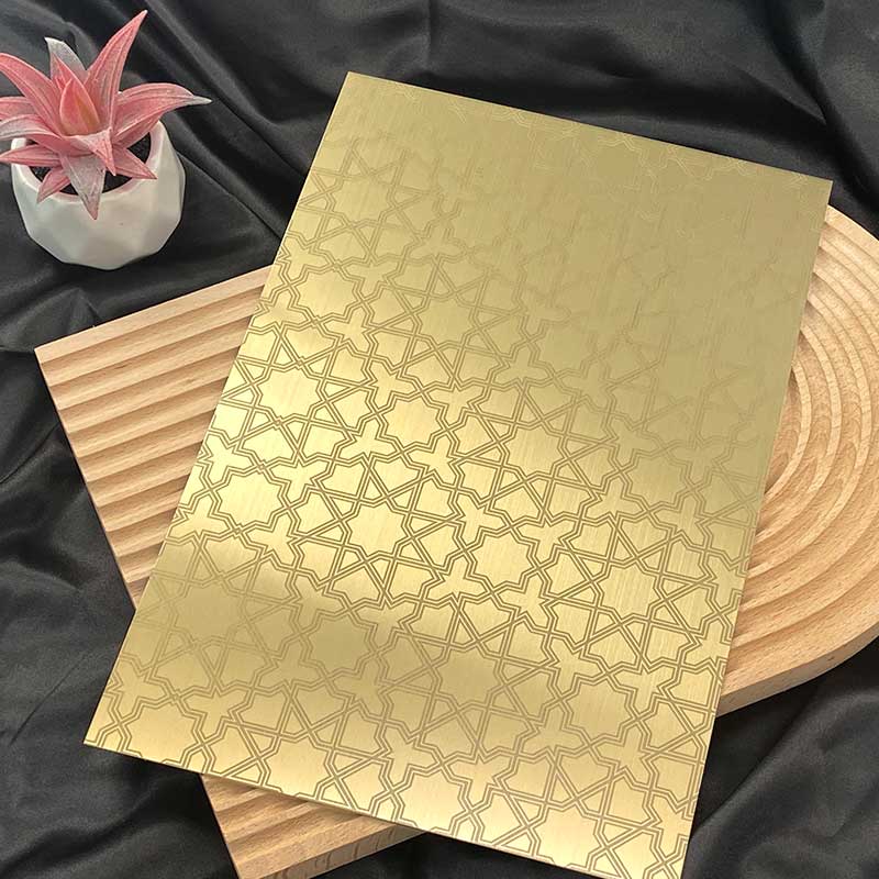 Stainless Steel Hairline Champange Gold Shiny AFP Etched Sheet