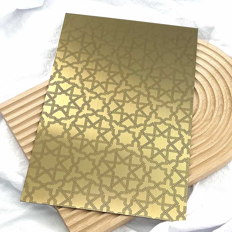 Stainless Steel Hairline Champange Gold Shiny AFP Etched Sheet