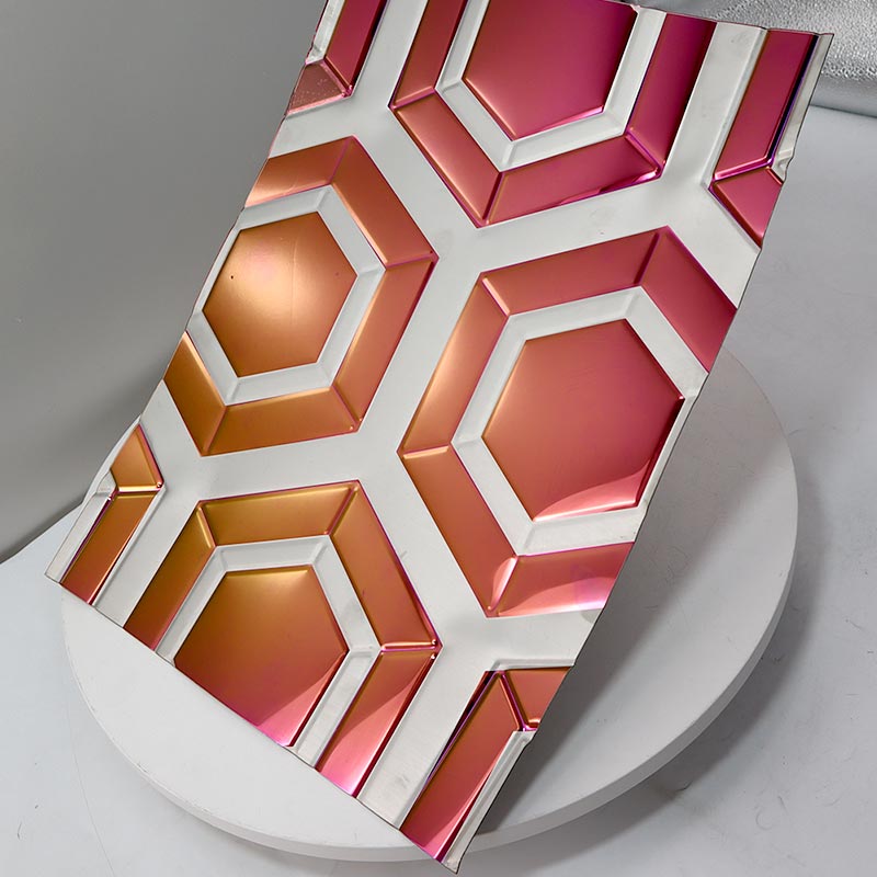 Stainless Steel Double Color Pink Hexagon Sheet