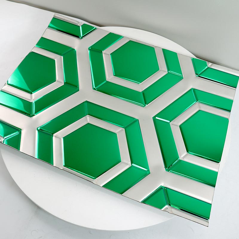 Stainless Steel Double Color Green Hexagon Sheet