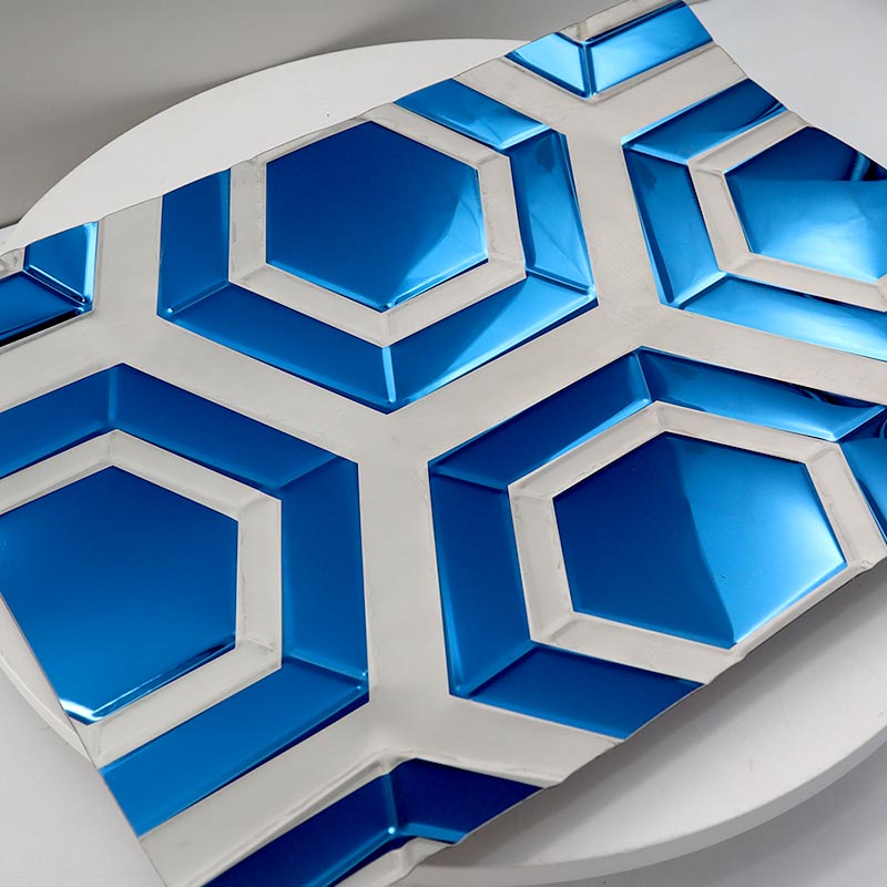 Stainless Steel Double Color Blue Hexagon Sheet