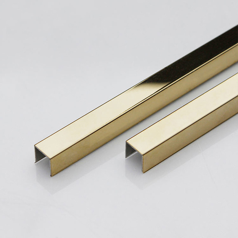 Stainless Steel U-shape Mirror Gold Tile Trim