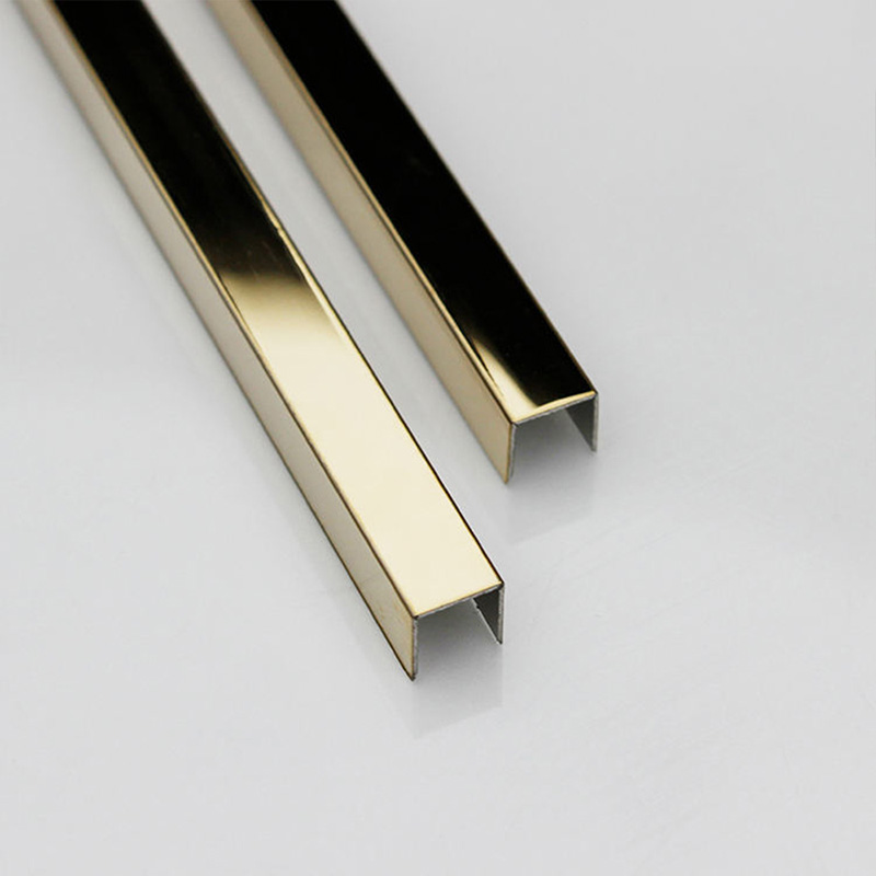 Stainless Steel U-shape Mirror Gold Tile Trim