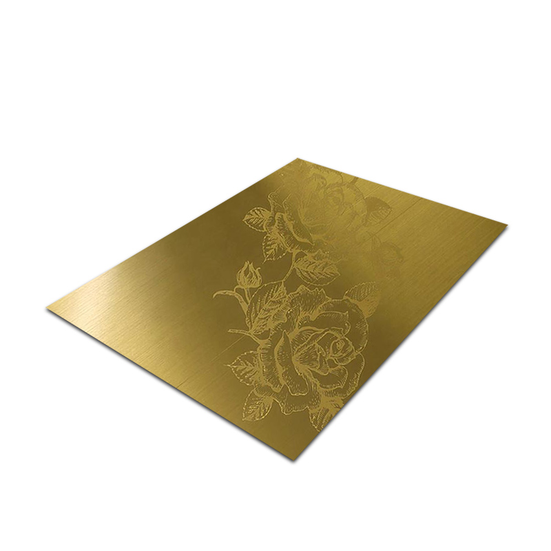 Stainless Steel Etched Hairline-B Gold Sheet