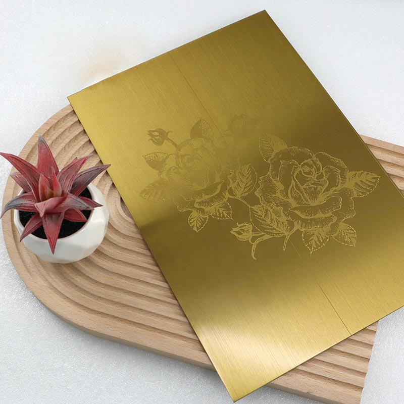 Stainless Steel Etched Hairline-B Gold Sheet