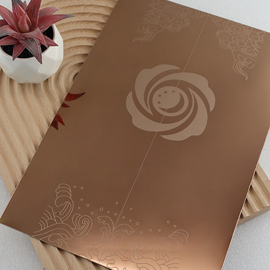 Stainless Steel Etched Hairline-A Rose Gold Elevator Door Sheet