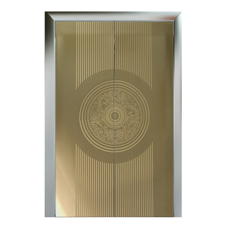 Stainless Steel Etched Hairline-B Champagne Gold Elevator Door Sheet