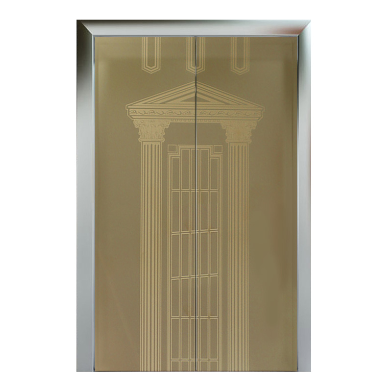 Stainless Steel Etched Hairline-C Champagne Gold Elevator Door Sheet