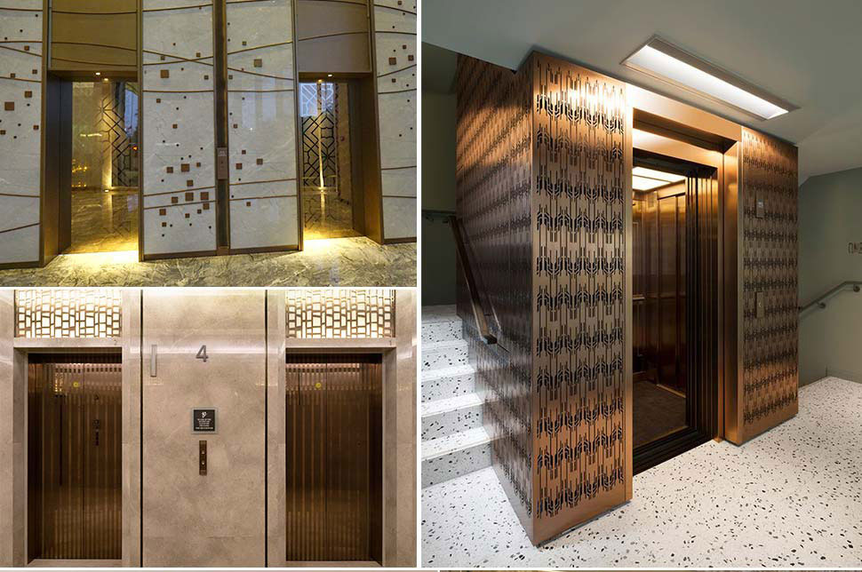 Stainless steel elevator door decorative panels